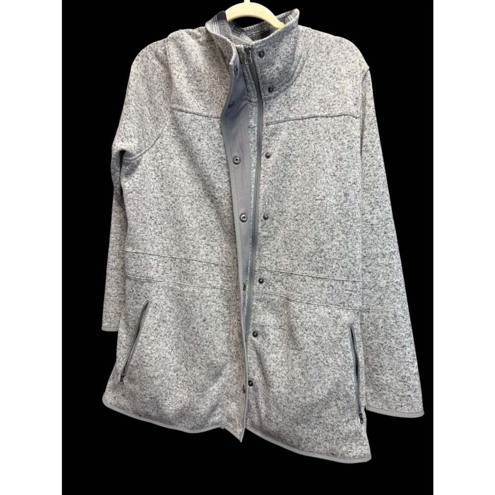 Eddie Bauer Sweater Fleece Jacket Women 2XL Grey Excellent Full Zip Mock Neck - Picture 2 of 16